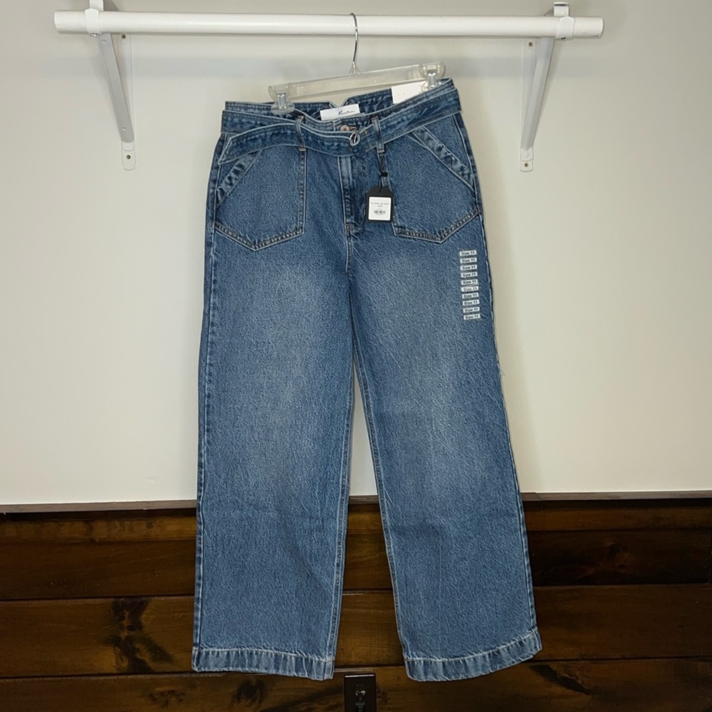 NWT Kancan Finn Wide Leg High Rise Jeans w/ Belt- 8